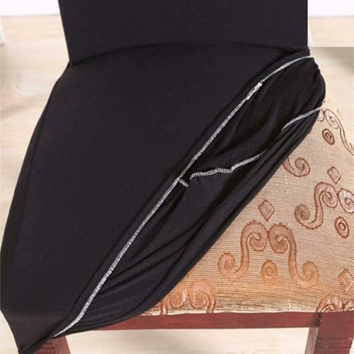 Outlay Home Spandex Dining Chair Covers, Solid Plain Stretchable, Set of 6, Standard Size (Black) - Image 5