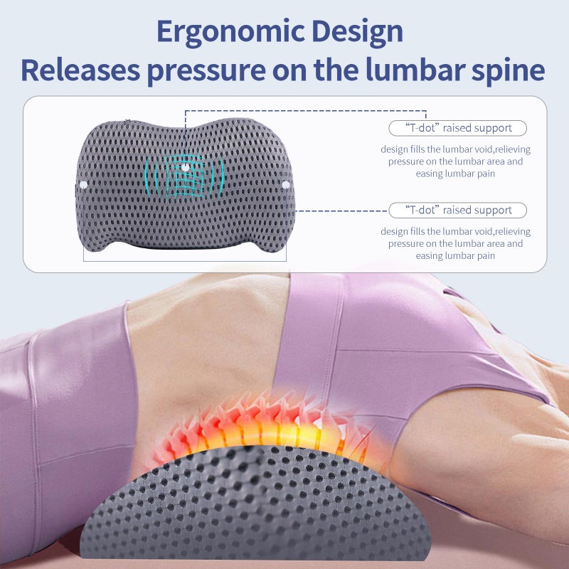 BYMECOST Lumbar Support Pillow for Office Chair, Car Lumbar Pillow Lower Back Pain Relief, Memory Foam Back Cushion with 4D Mesh Cover and Adjustable Straps, Ergonomic Chair Back Pillow for Car,Bed, Gaming - Image 5