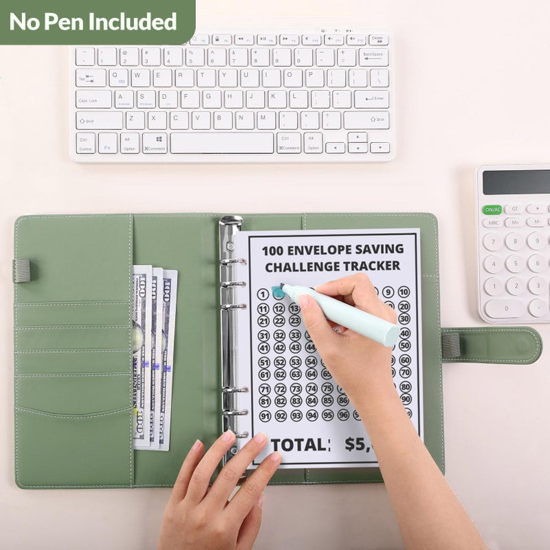 SKYDUE 100 Envelopes Money Savin Challenge Binder, A5 Money Saving Budget Binder with Cash Envelopes - Savings Challenges Book to Save $5,050 - Image 3