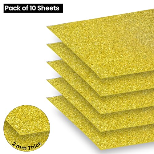 Lakeer A4 Glitter Foam Sheet Sparkles Golden Color, for Art & Craft, Decoration, Gift Wrapping, Scrapbooking, Craft Project, Etc. - Image 3