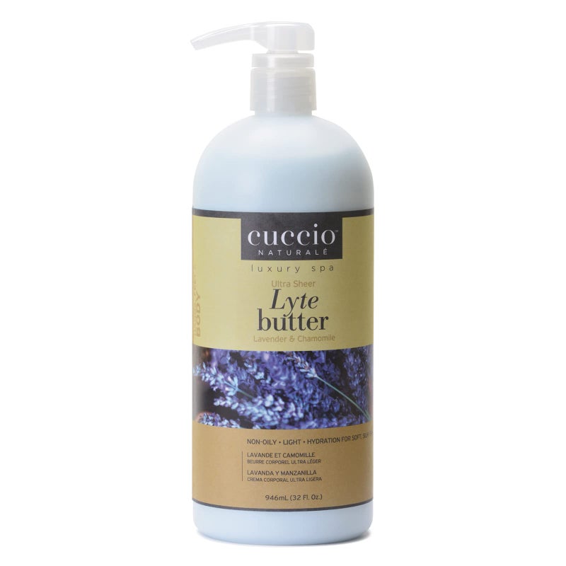 Cuccio Naturale Lyte UltraSheer Body Butter  Replenishing Scented Moisturizer Cream  Deep Hydration To Repair Dry Skin  All Natural CrueltyFree Formula  Lavender And Chamomile  32 Oz
