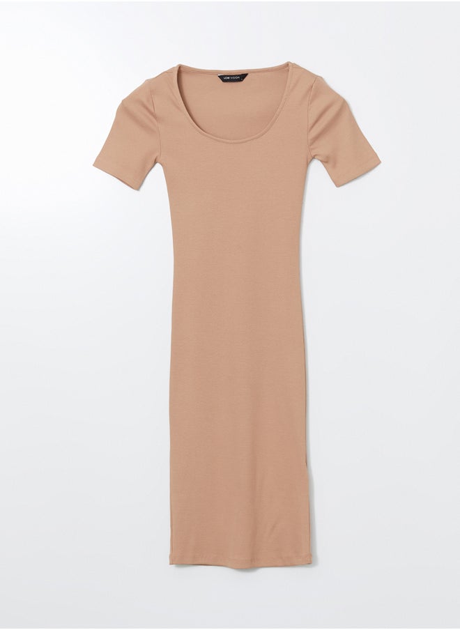 LC WAIKIKI Beige Short Sleeve Bodycon Dress  - Image 5