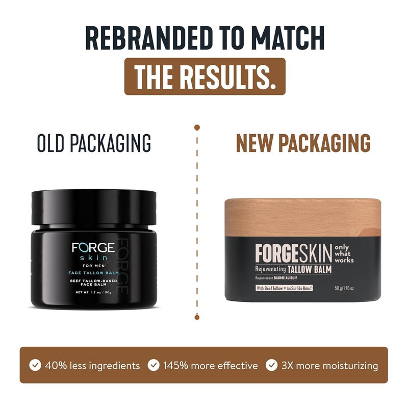Forge Skin بلسم فورتج سكين® للدفاع عن التجاعيد من شحم البقر للرجال [مستحضر قائم على الشحم] مرطب لترطيب الوجه - كريم مضاد للشيخوخة - لوشن طبيعي للعناية بالبشرة مع زيوت أساسية (1.7 أونصة) - Image 2