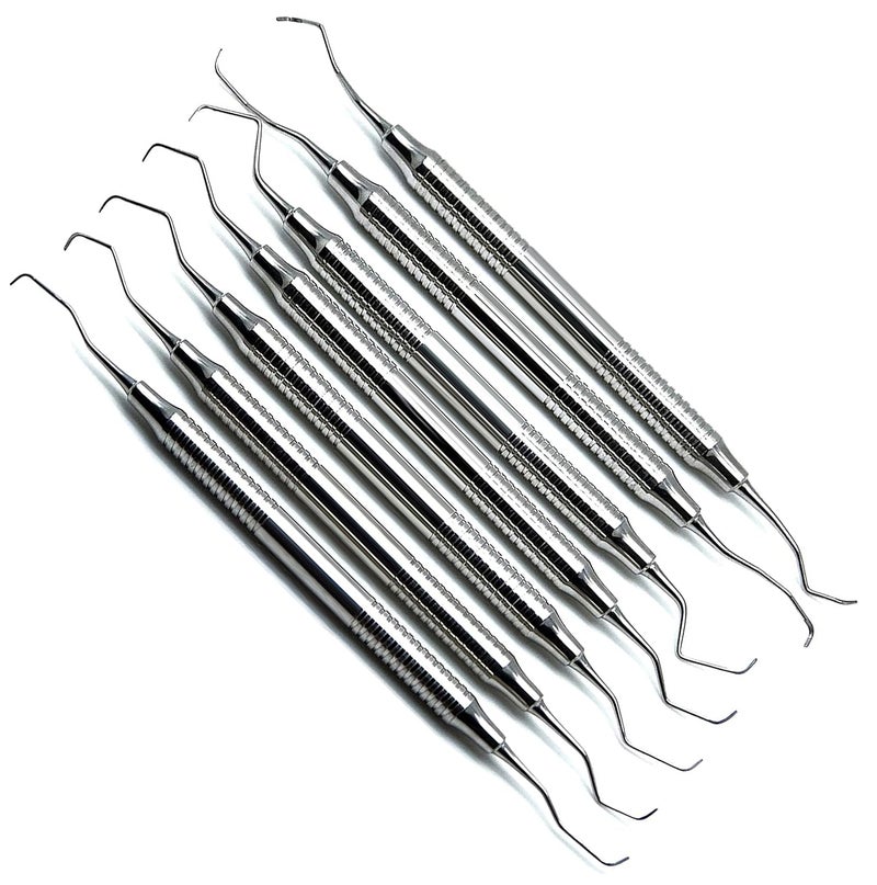 Premium Instruments Dental Gracey Curettes Periodontal 1/2-13/14 Hollow Handle Double Ended Instruments 7 Piece Set - Image 1