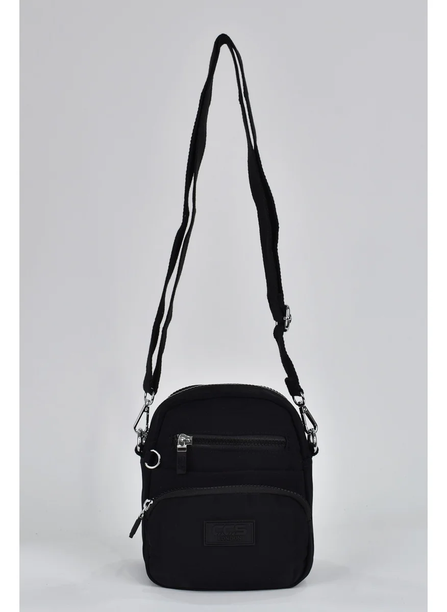 Elatae Waterproof Crinkle Fabric Women's Multi-Compartment Crossbody Bag Black 17289