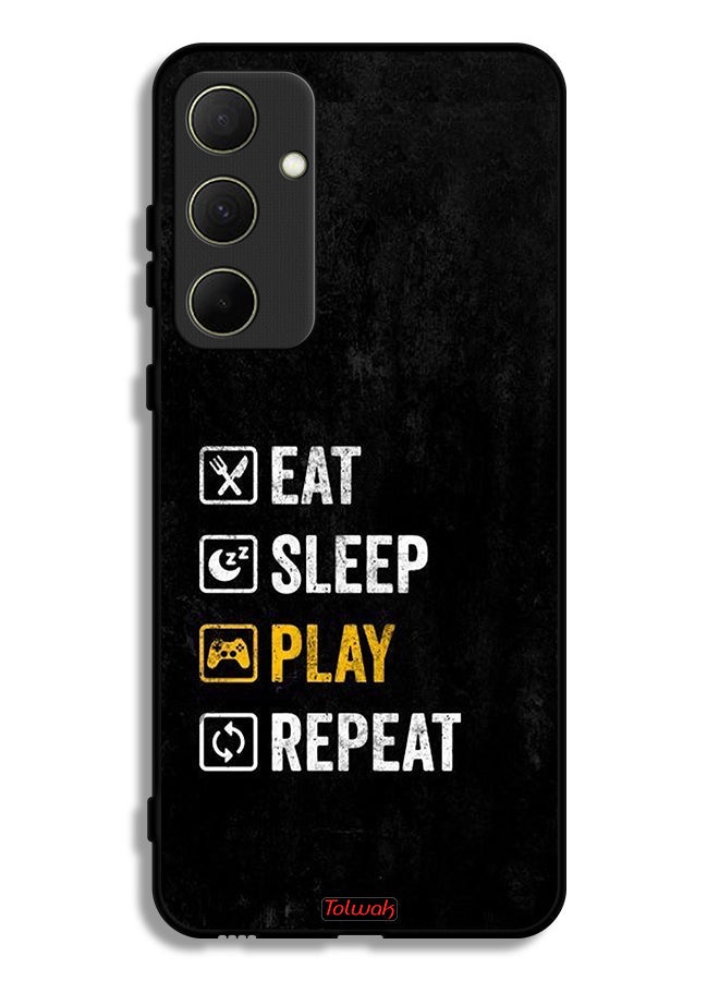 Tolwak Samsung Galaxy A35 5G Protective Case Cover Eat Sleep Play Repeat - Image 1
