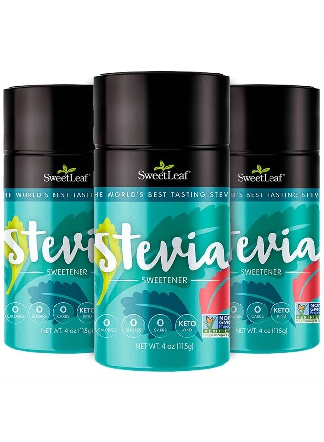 SweetLeaf Stevia Powder Shaker Jar - Stevia in the Raw, Stevia Extract Powder, Zero Calories, Zero Sugar, Non-GMO, Gluten-Free, Keto Friendly, Powdered Stevia Shaker - 4 Oz, Pack of 3 - Image 1