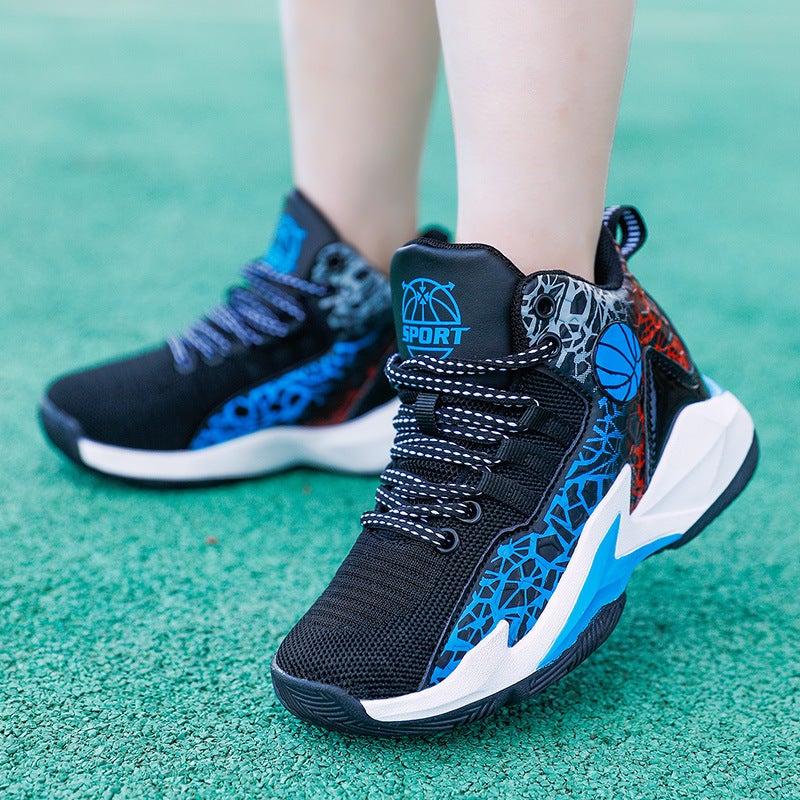 Children'S Professional Basketball Shoes High-Top Non-Slip Youth Sports Training Shoes Student Running Shoes A Generation Of Hair - Image 5