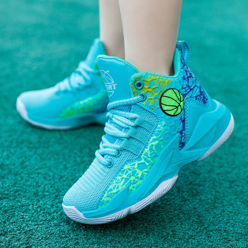 Children'S Professional Basketball Shoes High-Top Non-Slip Youth Sports Training Shoes Student Running Shoes A Generation Of Hair - Image 3