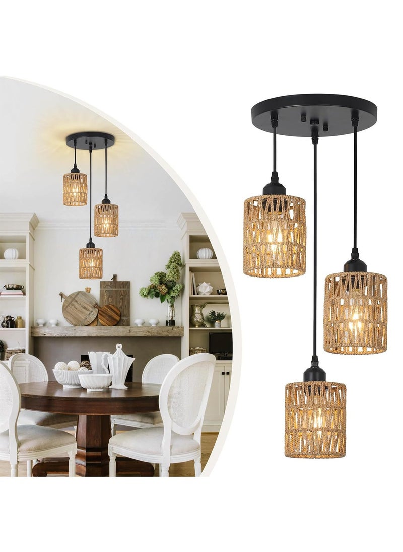 Onelight LED Imitation Hemp Rope Woven Chandelier 3-Head Ceiling Lamp, Suitable For B&B/Restaurant/Hotel/Bar/Bedroom  - Image 1