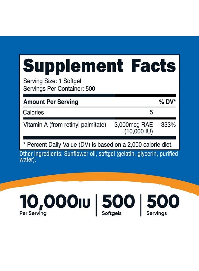 Nutricost Vitamin A 10,000 IU, 500 Softgels (2 Bottles) - Image 2
