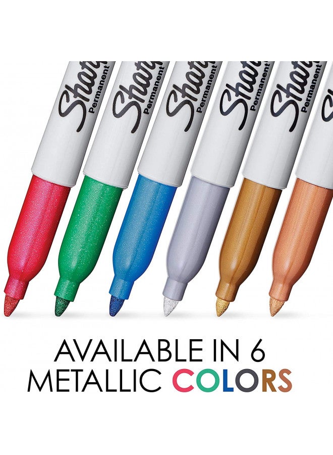 Sharpie Metallic Permanent Markers, Fine Point, Assorted Colors, 6-Count Permanent Marker (2029678) - 1 - Image 2