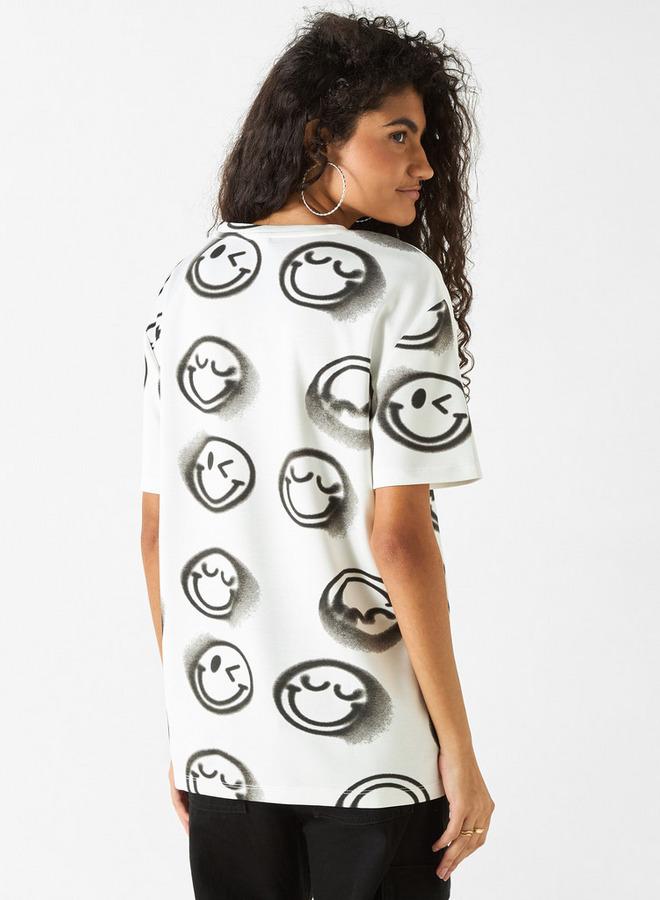 SP Characters All-Over SmileyWorld Print Crew Neck T-shirt with Short Sleeves - Image 3