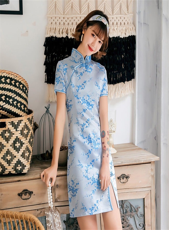 Loquat Plum Blossom Daily Banquet Skirt Sky Blue  - Image 1