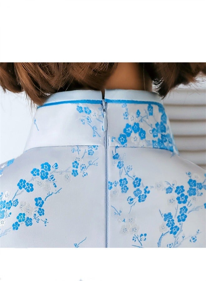 Loquat Plum Blossom Daily Banquet Skirt Sky Blue  - Image 3