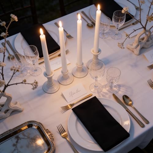 Viyffo Taper Candles, 12 Inch, 4 Pack, White – Unscented, Dripless & Smokeless Design, Up to 8-Hour Burn – Tall Candlesticks for Wedding, Dinner & Home Decor - Image 4