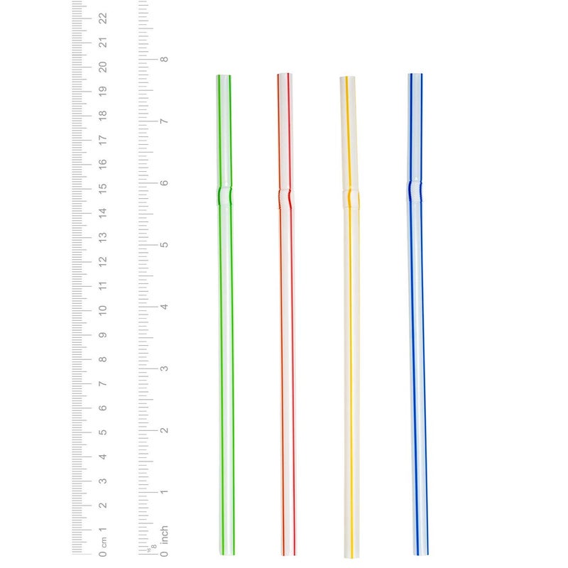 Comfy Package [500 Pack] 7.75"" High Flexible Plastic Straws  Disposable Drinking Straws - Striped Assorted Colors - Image 2