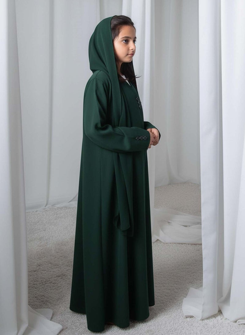 MSquare Fashion Kids Abaya With Sheila I Elegant Green Barbie Crepe Modest Wear for Girls - Image 3