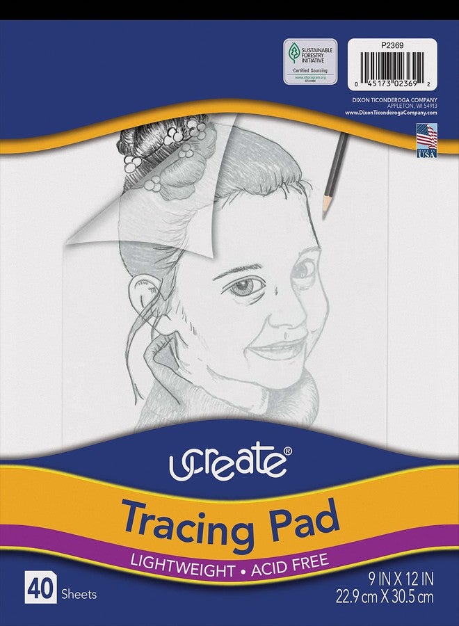 UCREATE Pacon UCreate Tracing Pad, White, 9" x 12", 40 Sheets - Image 1