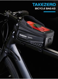 TAKEZERO Waterproof Pouch Bike Bag Bicycle Bag Front Handlebar Frame, Touch Screen Mobile Phone Mount Holder Basket with Storage up to 6.8"  - Image 2