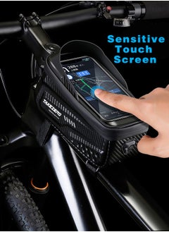 TAKEZERO Waterproof Pouch Bike Bag Bicycle Bag Front Handlebar Frame, Touch Screen Mobile Phone Mount Holder Basket with Storage up to 6.8"  - Image 3