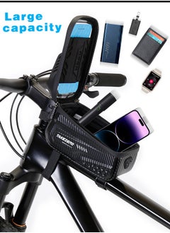 TAKEZERO Waterproof Pouch Bike Bag Bicycle Bag Front Handlebar Frame, Touch Screen Mobile Phone Mount Holder Basket with Storage up to 6.8"  - Image 4