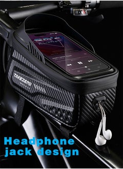 TAKEZERO Waterproof Pouch Bike Bag Bicycle Bag Front Handlebar Frame, Touch Screen Mobile Phone Mount Holder Basket with Storage up to 6.8"  - Image 5