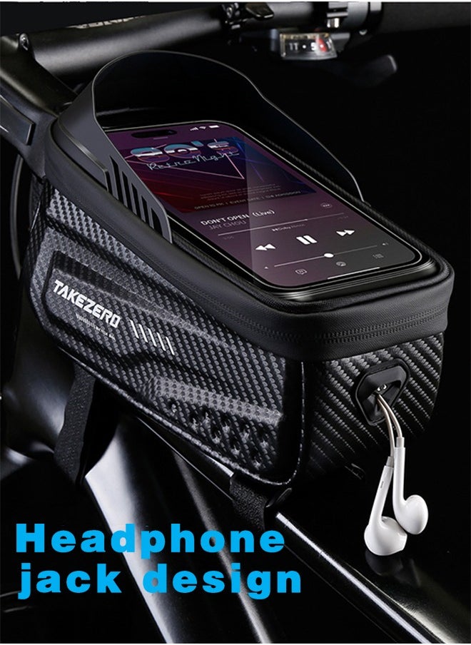TAKEZERO Waterproof Pouch Bike Bag Bicycle Bag Front Handlebar Frame, Touch Screen Mobile Phone Mount Holder Basket with Storage up to 6.8"  - Image 5