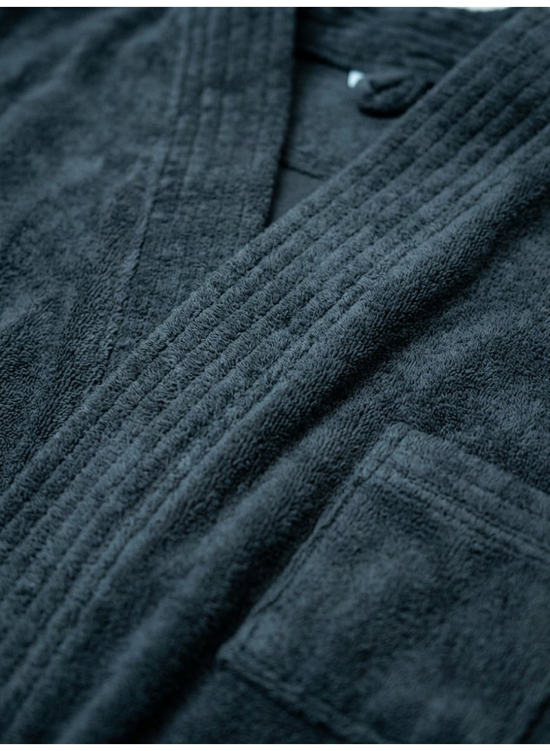 Ambrosia 100% Cotton Medium Luxor Unisex Terry Bathrobe Dark Grey For Ultimate Comfort Highly Absorbent Hotel Spa Robe With Belt Pockets And Blanket Like Warmth - Image 2