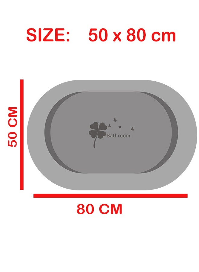ZCM-HAPPY Super Absorbent Soft Floor Carpet Slip-Resistant Bathing Room Rug, Diatom Mud Microfiber Bath Mat, Strong Quick-Drying, Easy to Clean 50x80cm  - Image 2