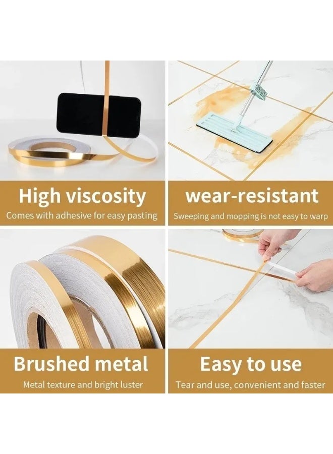 ٩٧١ تقاطع شريط ذهبي للجدار ذاتي اللصق مع لمسة نهائية لامعة تشبه المرآة من أجل تفاصيل DIY - Image 4