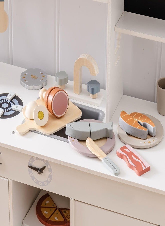 ROBUD Wooden Play Food Set, Cutting Toy Food for Pretend Kids Play Kitchen Accessories Toy Food with Storage Bag, Toys Gifts for 3+ Year Old Girls Boys, Meat Set - Image 3