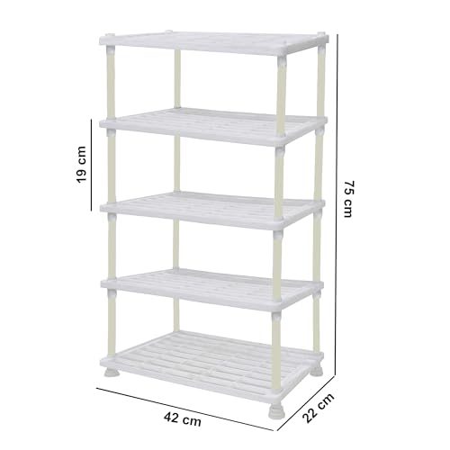 Urban Choice 5 Tier Tray Shelf Organizer, Multi-Purpose Storage Rack for Kitchen, Pantry and Home, Durable & Space Saving Shelving Unit (White) - Image 5