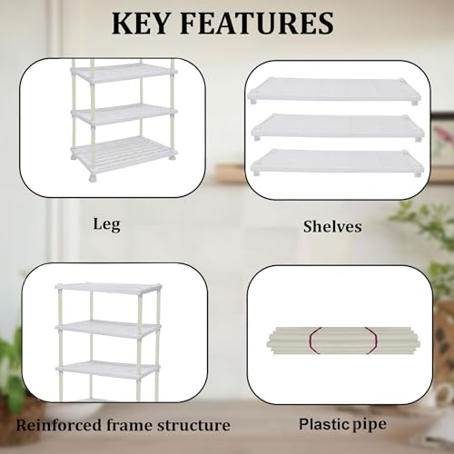 Urban Choice 5 Tier Tray Shelf Organizer, Multi-Purpose Storage Rack for Kitchen, Pantry and Home, Durable & Space Saving Shelving Unit (White) - Image 2