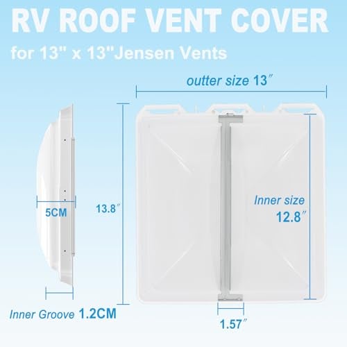 Swess RV Roof Vent Cover for Jensen Metal Roof Vents Suitable for 13" x 13" Motorhome Roof Vent Cover Camper Trailer - Image 2