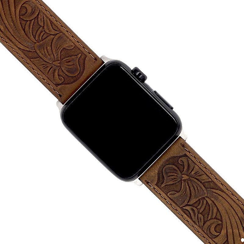 Deeplus for Apple Watch Band 42mm 41mm 40mm 38mm, Handmade Carved Bump Genuine Leather Replacement Strap for iWatch Series 10 9 8 7 6 5 SE, Retro Brown - Image 2
