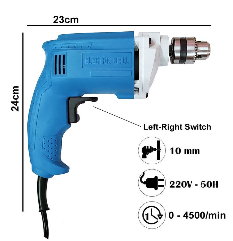 ISC ISC Left Right 10mm Stylish 450W Powerful Electric Drill Machine With Dill Bit & Socket Set Pistol Grip Drill (10 mm Chuck Size) - Image 2