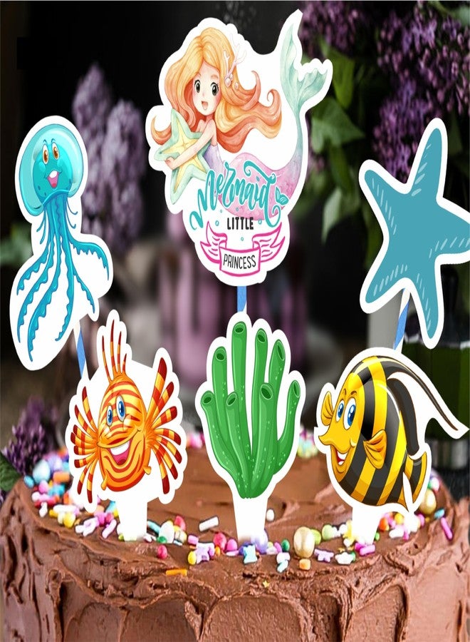 TOYXE Mermaid Theme Cake Topper Pack of 6 Pcs - Image 1