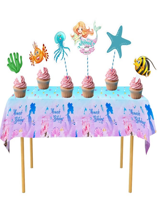 TOYXE Mermaid Theme Cake Topper Pack of 6 Pcs - Image 2