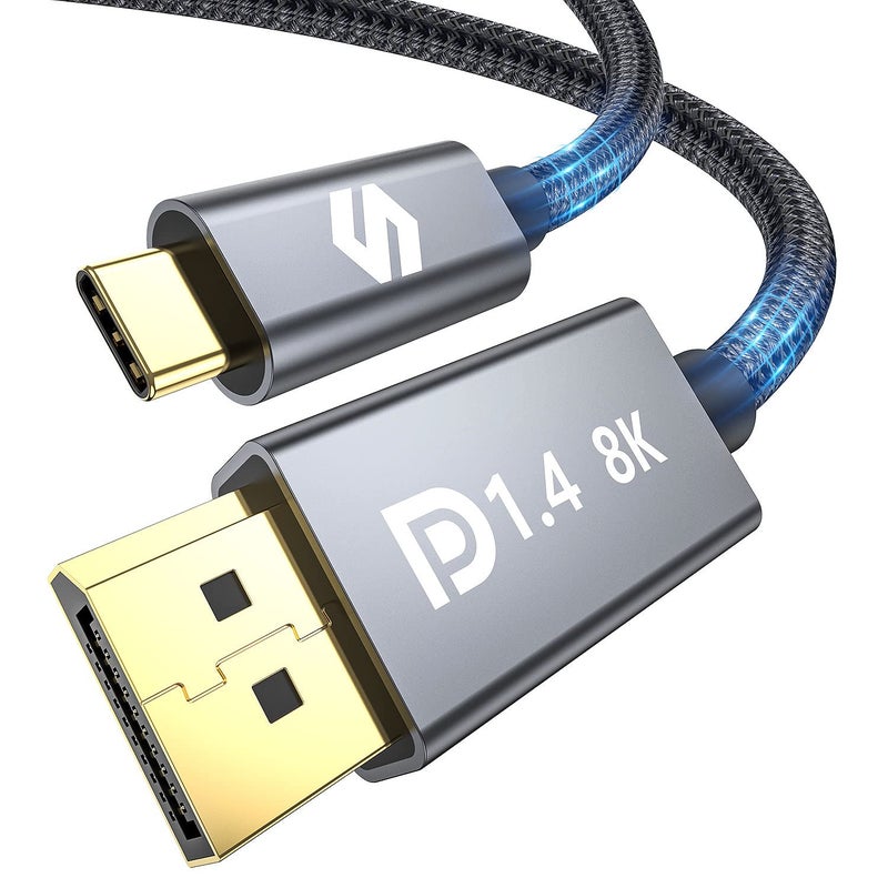 Silkland كابل Silkland USB C إلى DisplayPort 1.4 بطول 15 قدم [8K@60Hz، 4K@144Hz 120Hz، 2K@240Hz]، كابل 5K من نوع C إلى DP 1.4، [32.4 جيجابت في الثانية، متوافق مع Thunderbolt 4/3] لجهاز MacBook Pro 2022، M1 Mac mini، iPad Pro، XPS - Image 1