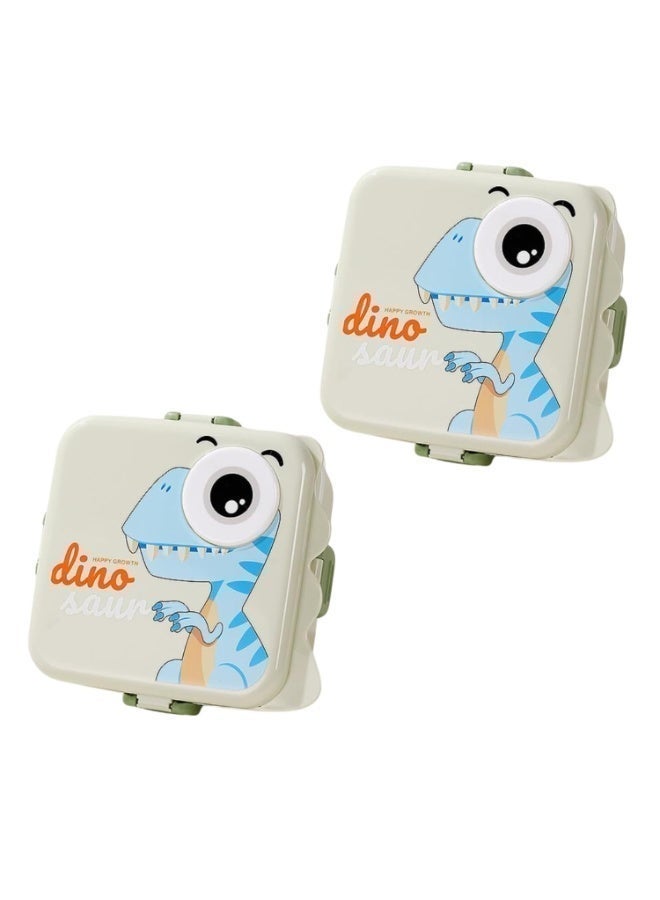 TAJ BAZAAR Dino Kids Lunch Box Stainless Steel Insulated – Double Decker Leakproof Bento Box with Spoon, Soup Bowl, Dishwasher Safe, for School or Travel– Ideal for Children (Dino Grey Color) - Image 2