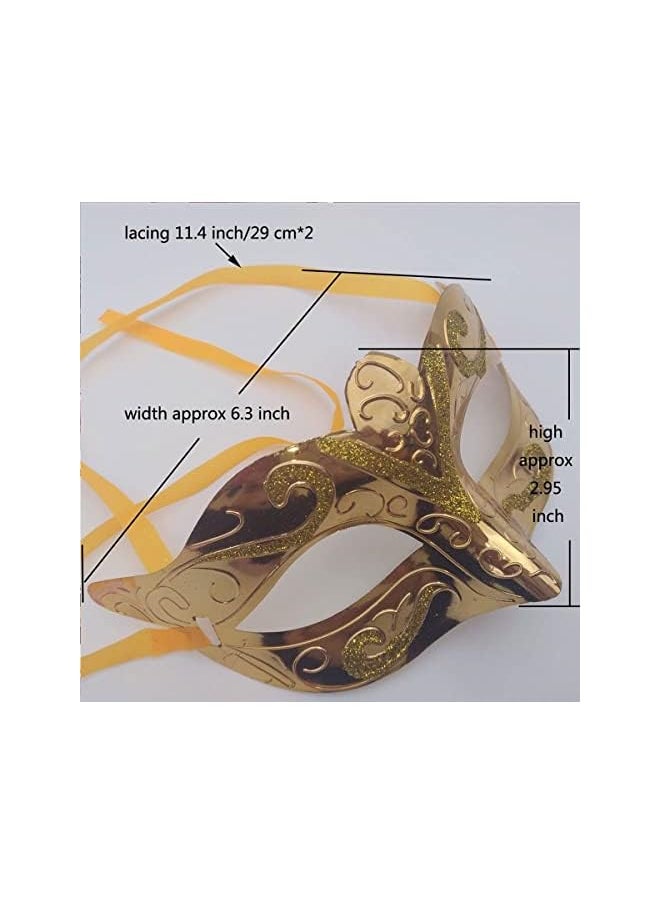The Bros Mardi Gras Masquerade Mask, 12 Pieces Shining Plated Gold Masks Set for Carnival Prom Venetian Masks Half Retro Masquerade Mask Mardi Gras Costume Fancy Dress Party Supplies  - Image 4