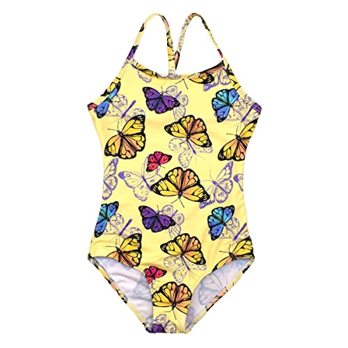 HONISEN Big Girls One Pieces Swimsuit Cute Swimwear Bathing Suits Butterfly 7T - Image 1