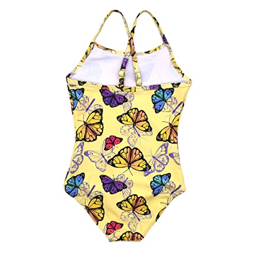 HONISEN Big Girls One Pieces Swimsuit Cute Swimwear Bathing Suits Butterfly 7T - Image 2