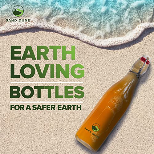 SAND DUNE Set of 4, 500 ml Each D5 Glass clip top cap water bottle with flip top cap, Leak-Proof for water, Juices - Reusable Travel Glass Drinking Fridge Bottles - Image 2