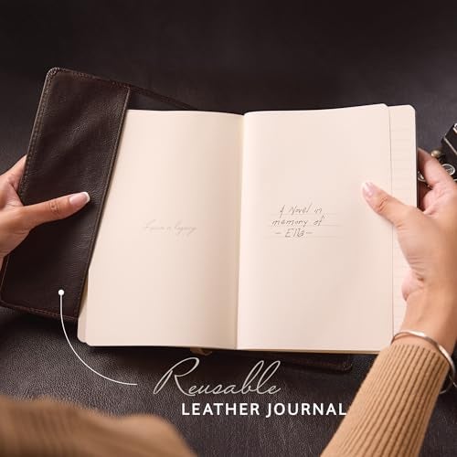 Leatherpress Luxury Leather Refillable Journal/Writing Notebook for Men & Women, Reusable Full-grain Leather Cover, 120gsm Thick Paper, Blank, Dotted, Lined Refills - Image 2