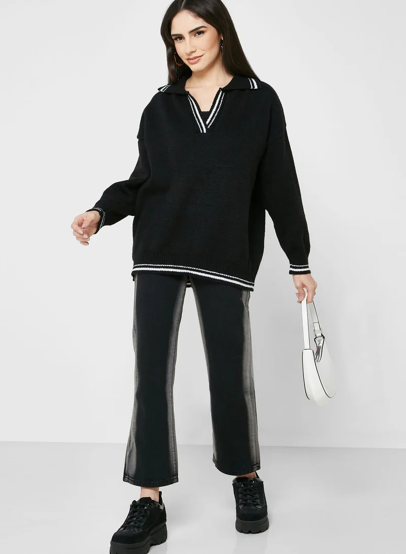 Ginger Contrast Trim Detail Sweater