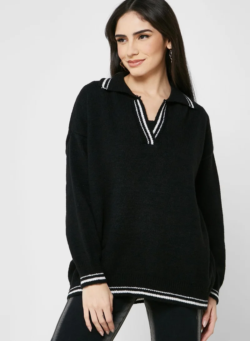 Ginger Contrast Trim Detail Sweater