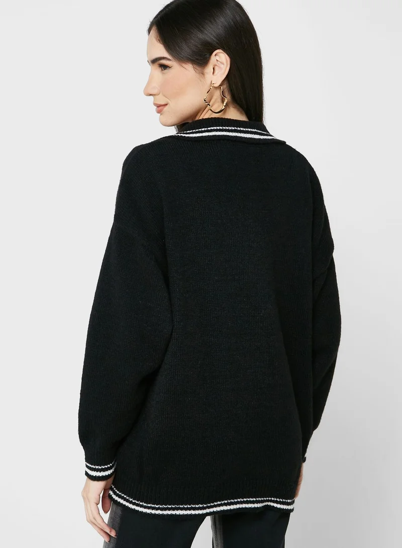 Ginger Contrast Trim Detail Sweater