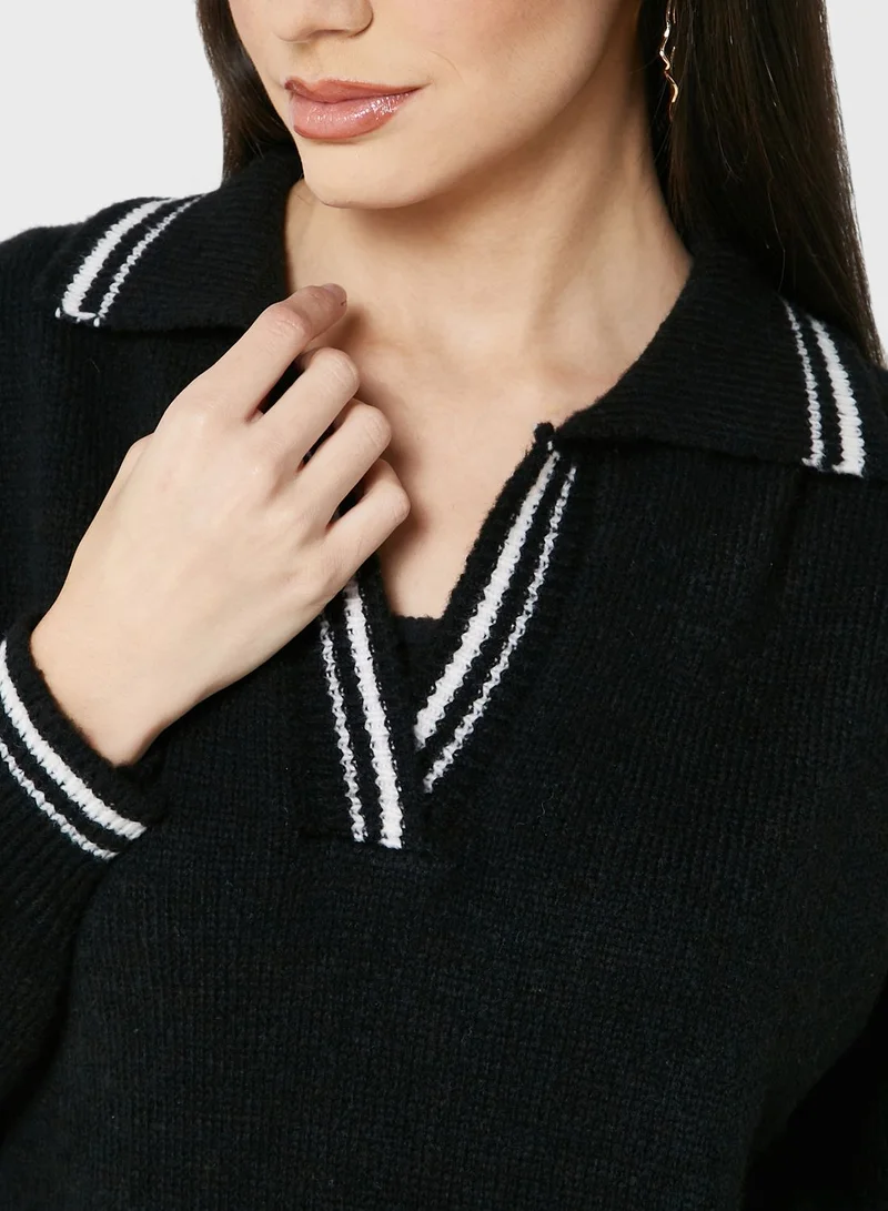 Ginger Contrast Trim Detail Sweater